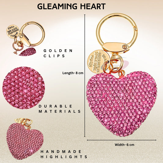 Chic 3D Crystal Heart Keychain – Elegant Pink Rhinestone Love Charm for Bags, Cars & Gifts - iAccessories