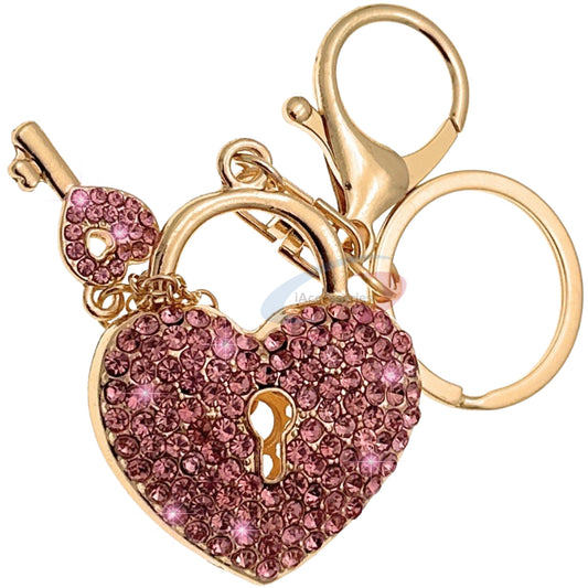 iAccessories Crystal Heart Lock and Key Keychain – Pink Edition - iAccessories