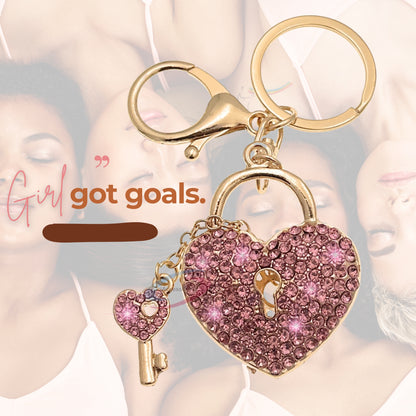 iAccessories Crystal Heart Lock and Key Keychain – Pink Edition - iAccessories