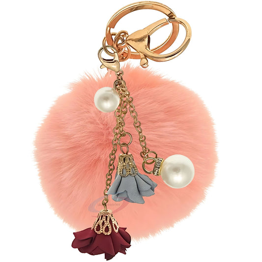 iAccessories Rose Pearl Pom Pom Keychain - Baby Pink - iAccessories