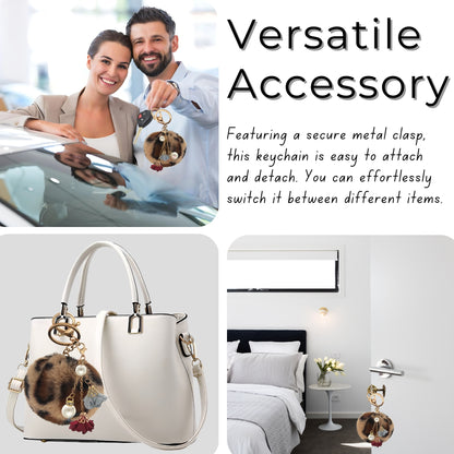 iAccessories Rose Pearl Pom Pom Keychain - Brown lepo - iAccessories
