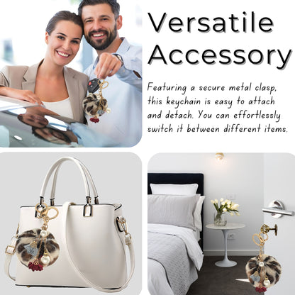 iAccessories Rose Pearl Pom Pom Keychain - Cream lepo - iAccessories