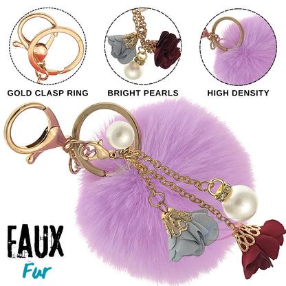 iAccessories Rose Pearl Pom Pom Keychain - Light Purple - iAccessories