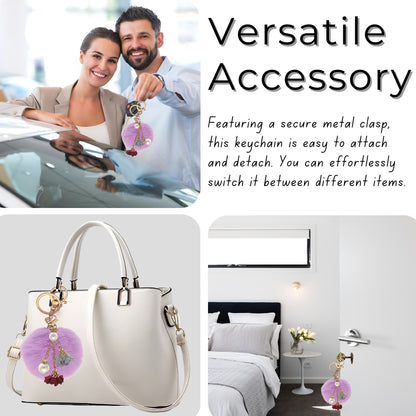 iAccessories Rose Pearl Pom Pom Keychain - Light Purple - iAccessories