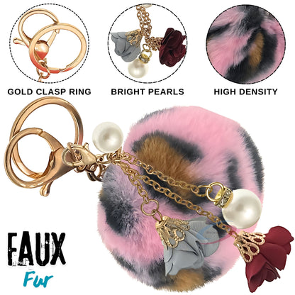 iAccessories Rose Pearl Pom Pom Keychain - Pink Lepo - iAccessories