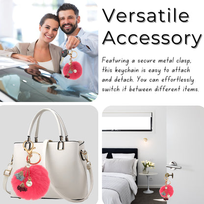 iAccessories Rose Pearl Pom Pom Keychain - Rose - iAccessories