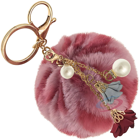 iAccessories Rose Pearl Pom Pom Keychain - Rose lepo - iAccessories