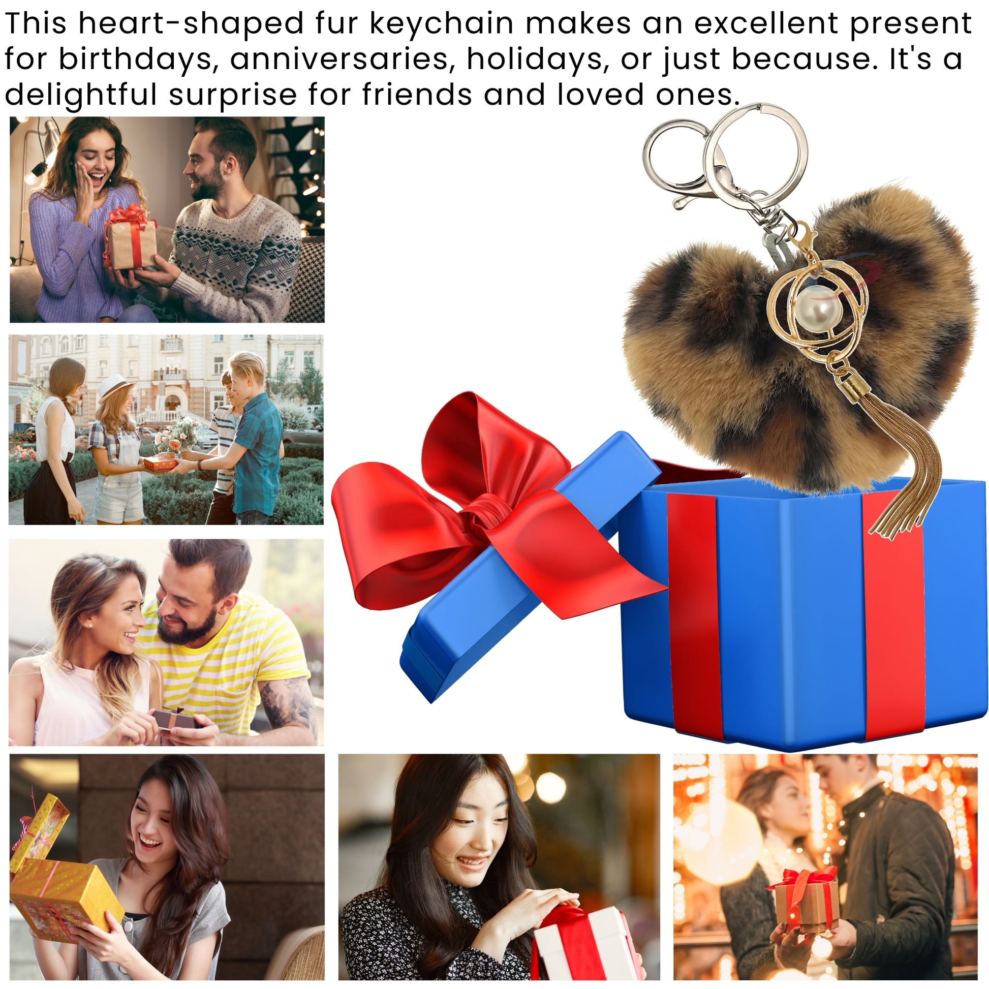 iAccessories Fluffy Soft Faux Fur Pompom Heart Keychain - Fashionable Pearl Tassel Pendant Charm for Girls | Perfect for Bags, Purses, Wallets, Cars, Bikes, Scooty, Home Keys - Dark Brown Lepo - iAccessories
