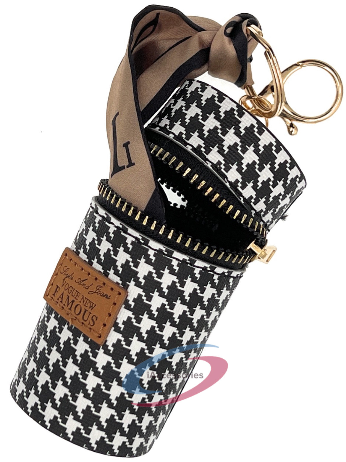 iAccessories Keychain Charm Bag Earphone Storage Mini Coin Purse - Black/White - iAccessories