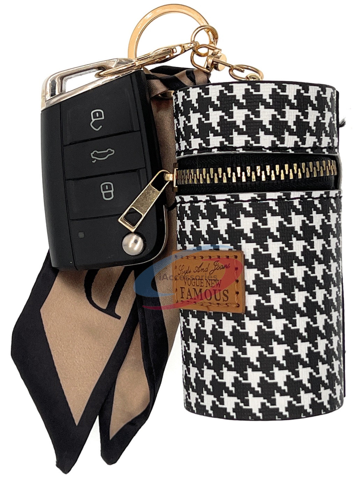 iAccessories Keychain Charm Bag Earphone Storage Mini Coin Purse - Black/White - iAccessories