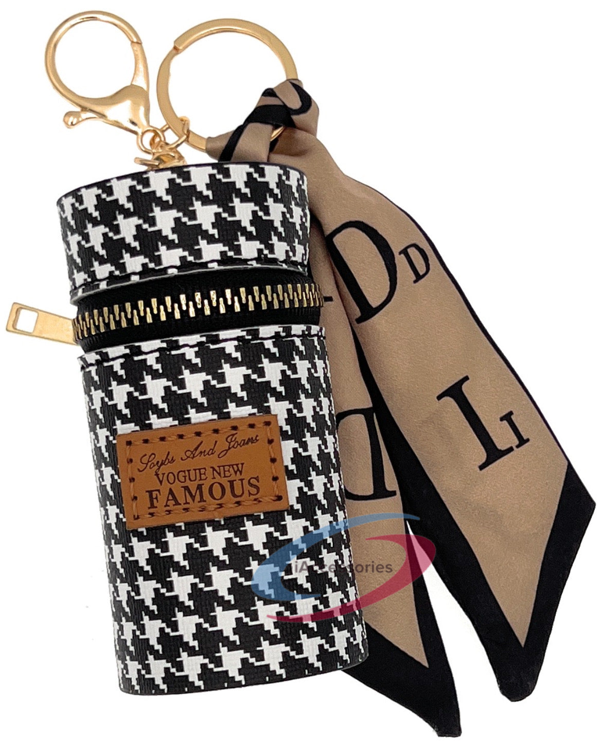 iAccessories Keychain Charm Bag Earphone Storage Mini Coin Purse - Black/White - iAccessories