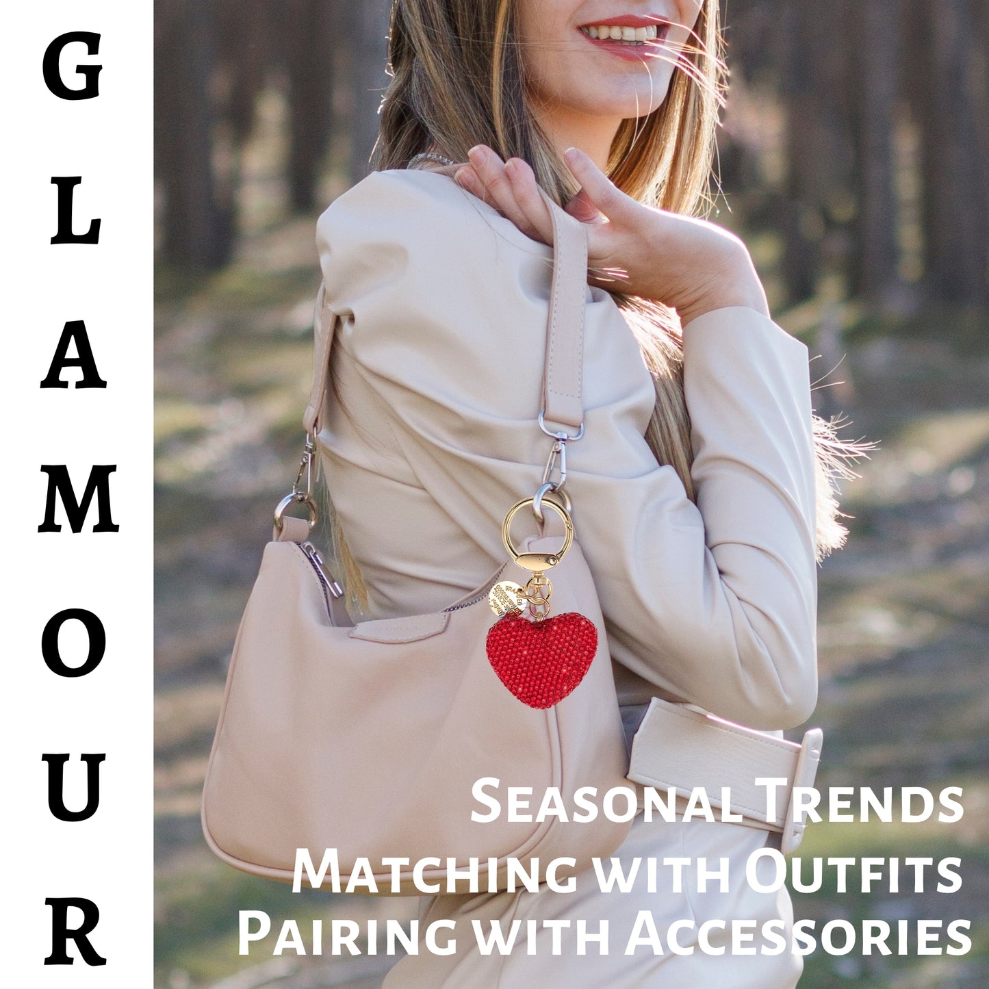 Sparkling 3D Crystal Heart Keychain – Glamorous Red Rhinestone Love Charm for Bags, Cars & Gifts - iAccessories