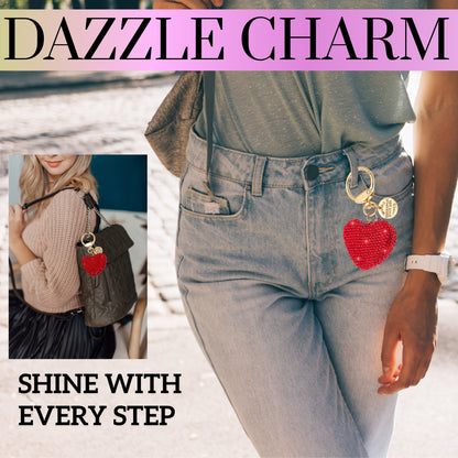 Sparkling 3D Crystal Heart Keychain – Glamorous Red Rhinestone Love Charm for Bags, Cars & Gifts - iAccessories
