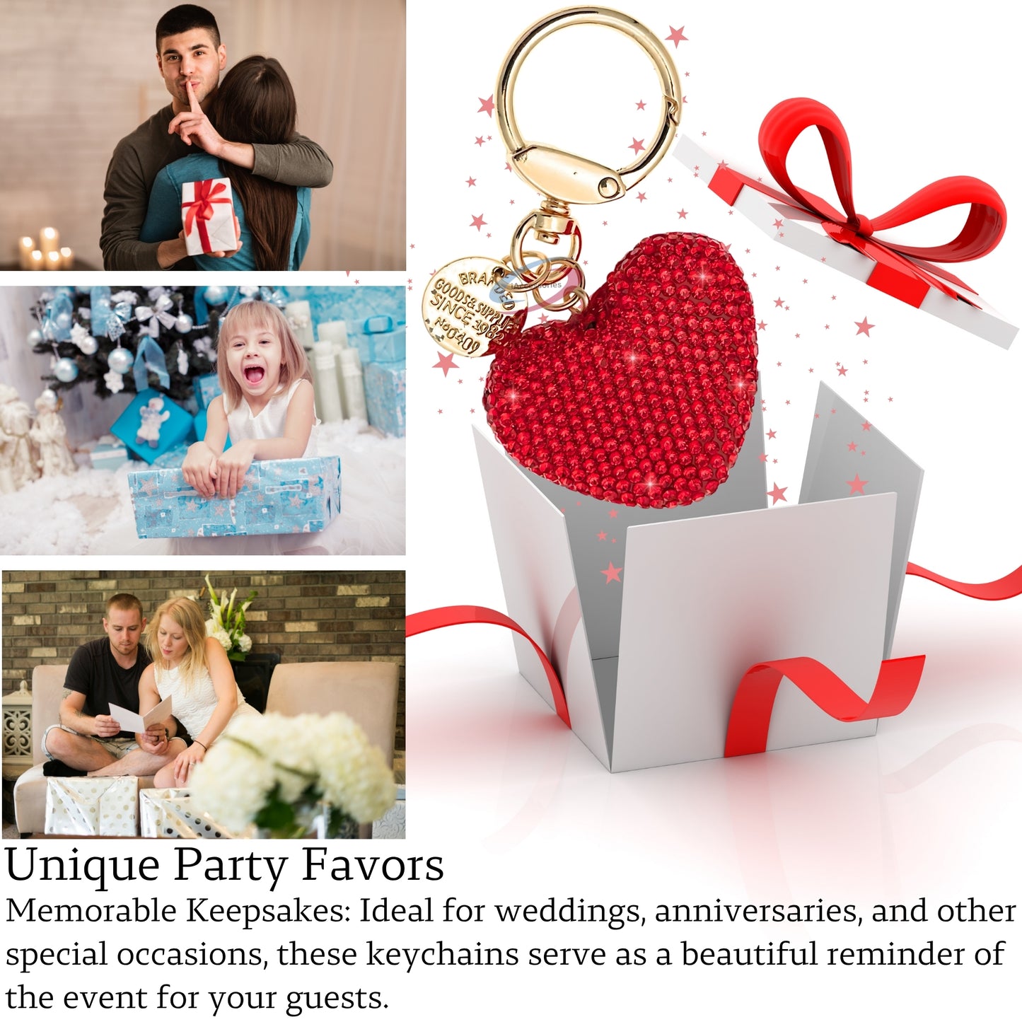 Sparkling 3D Crystal Heart Keychain – Glamorous Red Rhinestone Love Charm for Bags, Cars & Gifts - iAccessories