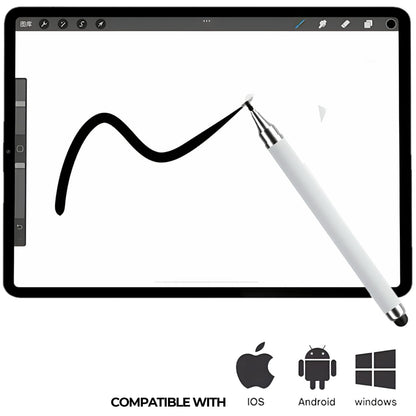 iAccessories 2-Way Dual-Sided Stylus Pen Compatible with All Touch Screen Mobile Phones, Pads, Tablets, iOS, Windows & Android - White - iAccessories