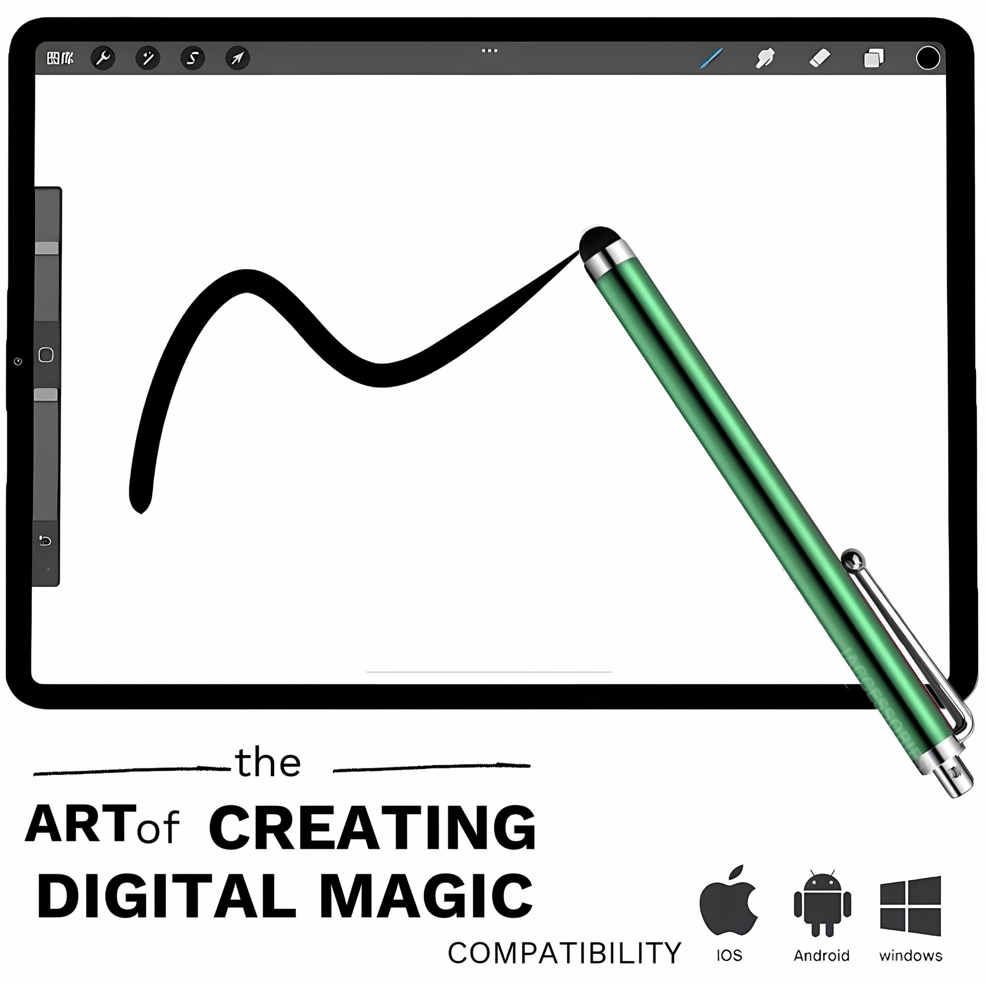 iAccessories Universal Capacitive Stylus Pens - Pack of 5 - Green - Compatible with All Touch Screen Devices, Smartphones, Tablet, Android Mobile Phones - iAccessories