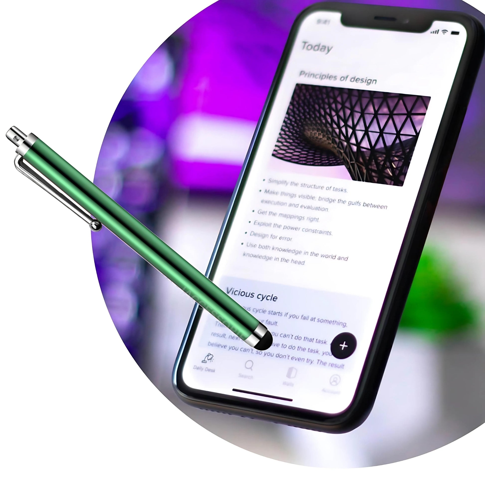 iAccessories Universal Capacitive Stylus Pens - Pack of 5 - Green - Compatible with All Touch Screen Devices, Smartphones, Tablet, Android Mobile Phones - iAccessories