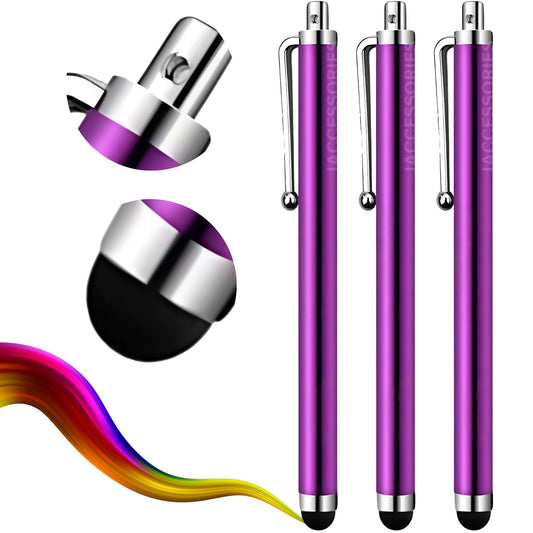 iAccessories Universal Capacitive Stylus Pens - Pack of 3 - Wine Purple - Compatible with All Touch Screen Devices, Smartphones, Tablet, Android Mobile Phones - iAccessories