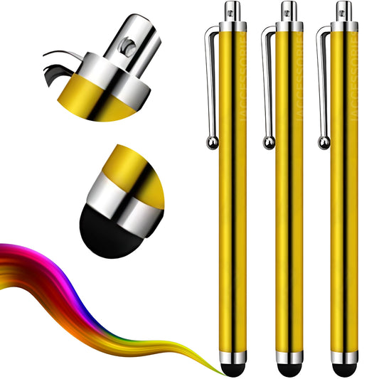 iAccessories Universal Capacitive Stylus Pens - Pack of 3 - Sulphur Green - Compatible with All Touch Screen Devices, Smartphones, Tablet, Android Mobile Phones - iAccessories