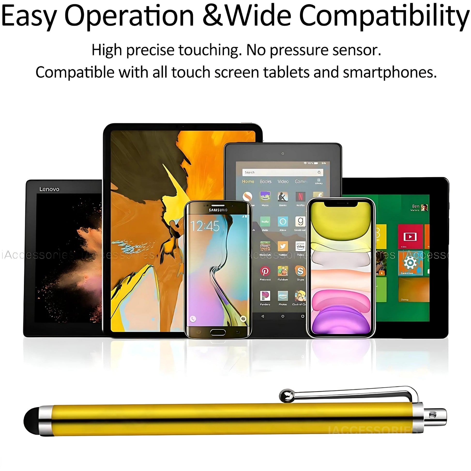 iAccessories Universal Capacitive Stylus Pens - Pack of 3 - Sulphur Green - Compatible with All Touch Screen Devices, Smartphones, Tablet, Android Mobile Phones - iAccessories