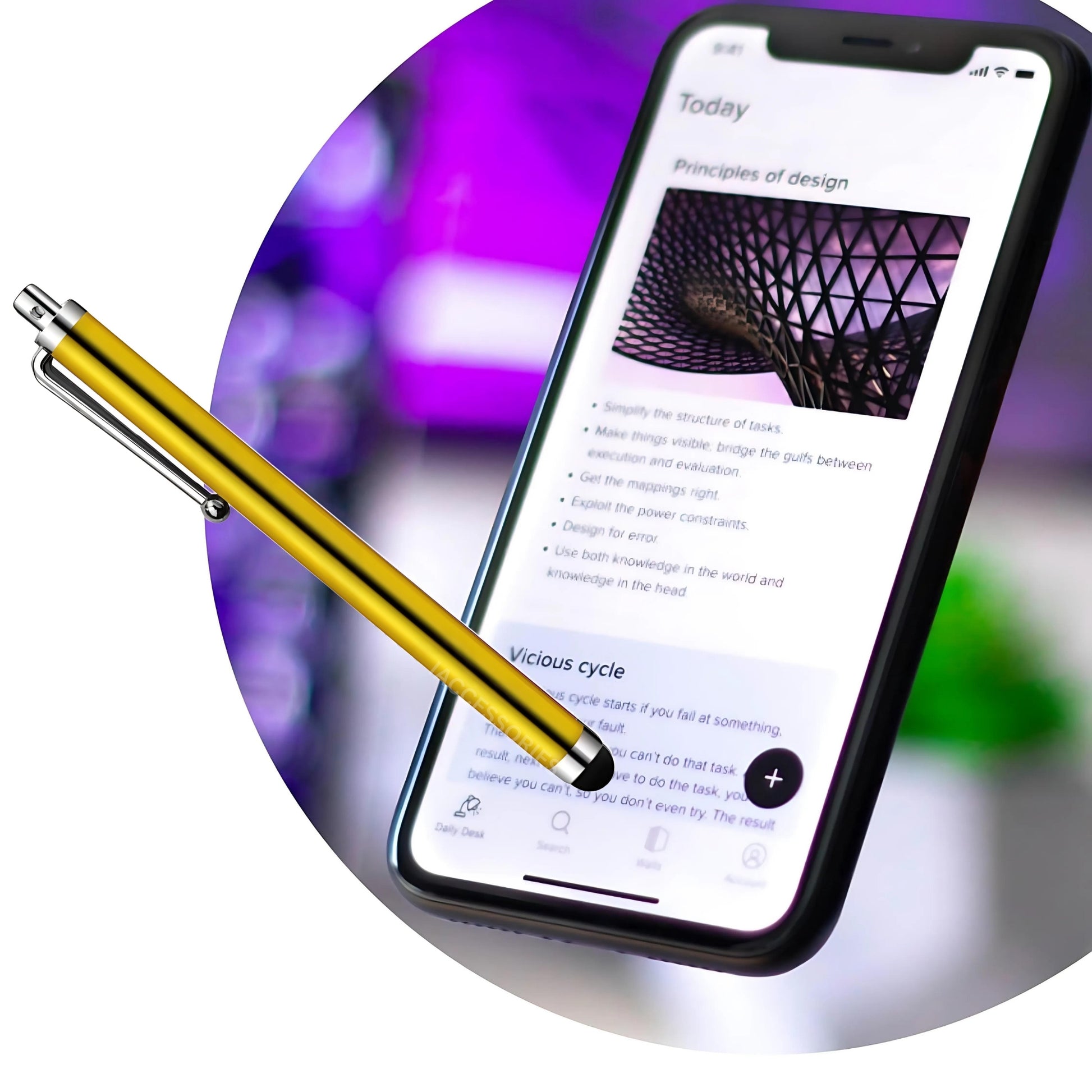 iAccessories Universal Capacitive Stylus Pens - Pack of 3 - Sulphur Green - Compatible with All Touch Screen Devices, Smartphones, Tablet, Android Mobile Phones - iAccessories