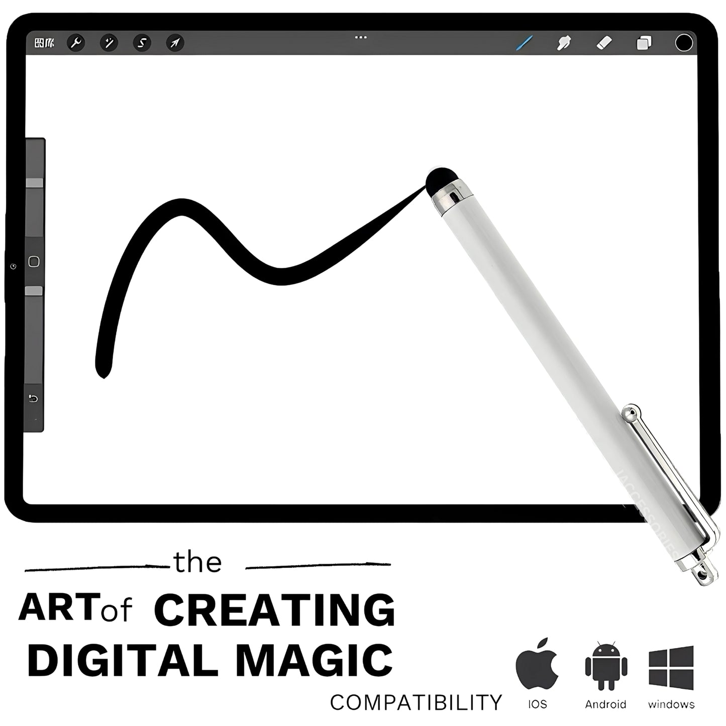 iAccessories Universal Capacitive Stylus Pens for All Touchscreen Devices Compatible with iPhone, iPad, Android Tablets, Mobile Phones - Pack of 10 - White - iAccessories