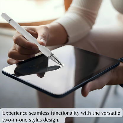 iAccessories 2 in 1 Fine Point Silicon Disc Tip Stylus with Ballpoint Pen for All Touch Screen Devices - Mobile Phones, Android Tablets, iOS Pads - White - iAccessories