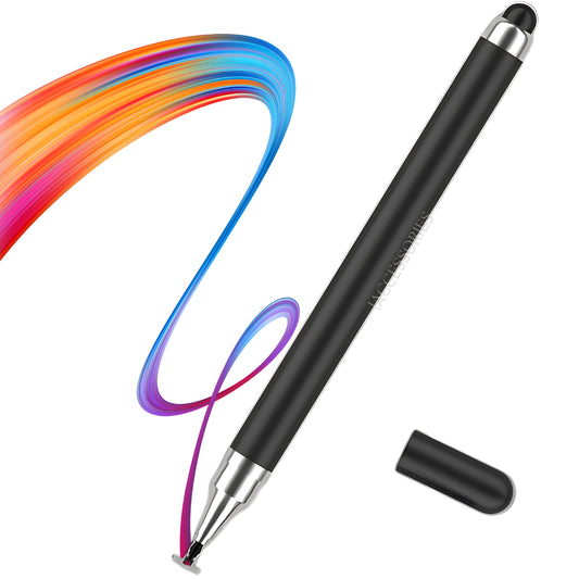iAccessories 2-Way Dual-Sided Stylus Pen Compatible with All Touch Screen Mobile Phones, Pads, Tablets, iOS, Windows & Android - Black - iAccessories