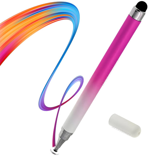 iAccessories 2-Way Dual-Sided Stylus Pen Compatible with All Touch Screen Mobile Phones, Pads, Tablets, iOS, Windows & Android - Pink Gradient - iAccessories