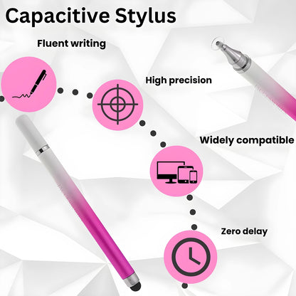 iAccessories 2-Way Dual-Sided Stylus Pen Compatible with All Touch Screen Mobile Phones, Pads, Tablets, iOS, Windows & Android - Pink Gradient - iAccessories