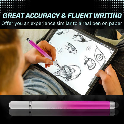 iAccessories 2-Way Dual-Sided Stylus Pen Compatible with All Touch Screen Mobile Phones, Pads, Tablets, iOS, Windows & Android - Pink Gradient - iAccessories