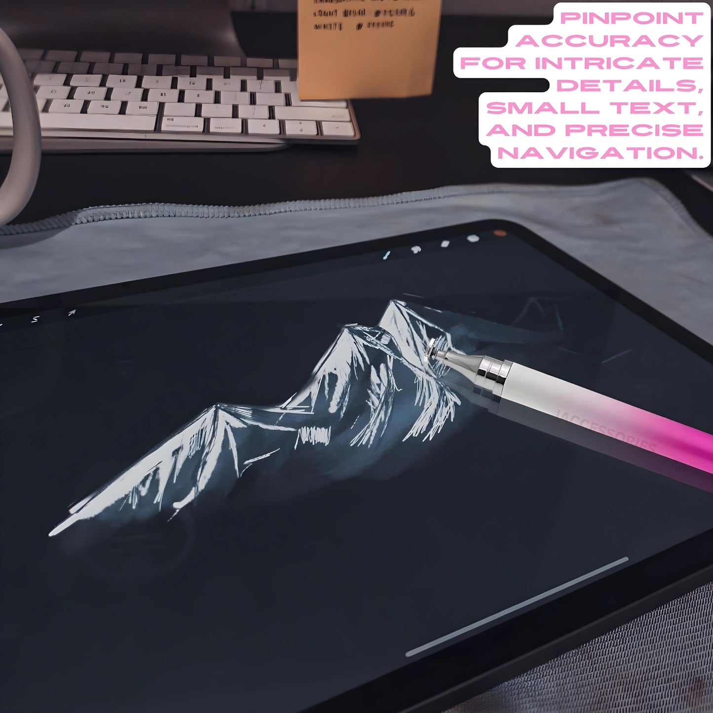 iAccessories 2-Way Dual-Sided Stylus Pen Compatible with All Touch Screen Mobile Phones, Pads, Tablets, iOS, Windows & Android - Pink Gradient - iAccessories