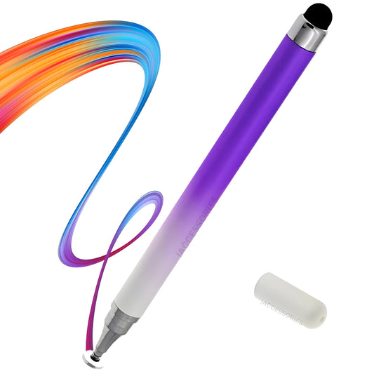 iAccessories 2-Way Dual-Sided Stylus Pen Compatible with All Touch Screen Mobile Phones, Pads, Tablets, iOS, Windows & Android - Purple Gradient - iAccessories
