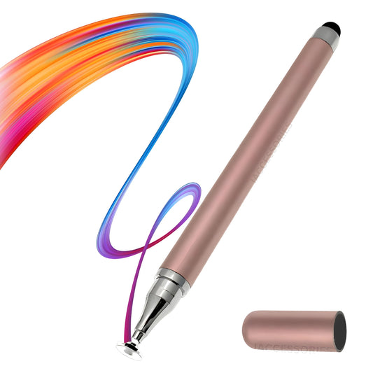 iAccessories 2-Way Dual-Sided Stylus Pen Compatible with All Touch Screen Devices, iPhone, iPads, Tablets, iOS, Windows & Android Mobile Phones - Rose Gold - iAccessories
