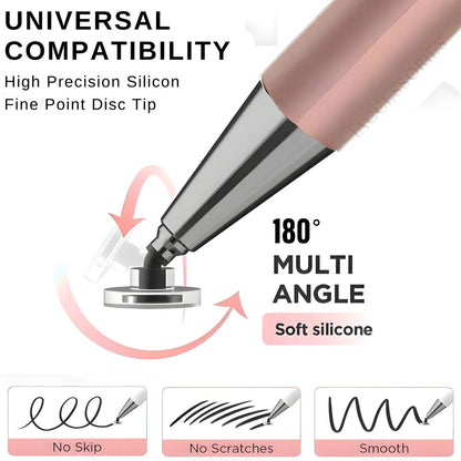 iAccessories 2-Way Dual-Sided Stylus Pen Compatible with All Touch Screen Devices, iPhone, iPads, Tablets, iOS, Windows & Android Mobile Phones - Rose Gold - iAccessories