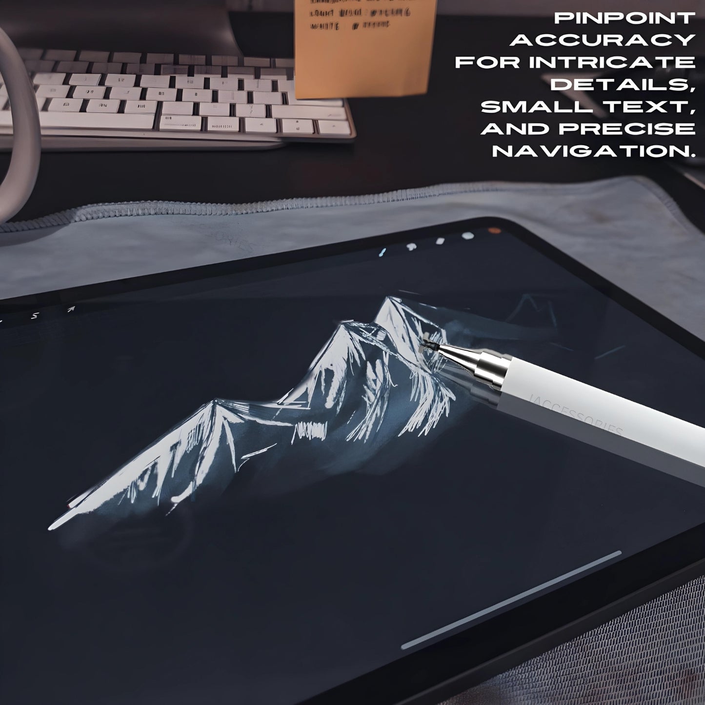 iAccessories 2-Way Dual-Sided Stylus Pen Compatible with All Touch Screen Mobile Phones, Pads, Tablets, iOS, Windows & Android - White - iAccessories