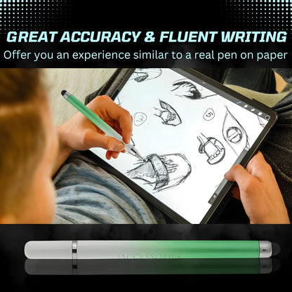 iAccessories 2-Way Dual Sided Silicon Tip Stylus Pen Compatible with All Touch Screen Devices Tablets iPad iPhone Android Mobile Phones - Gradient Green - iAccessories