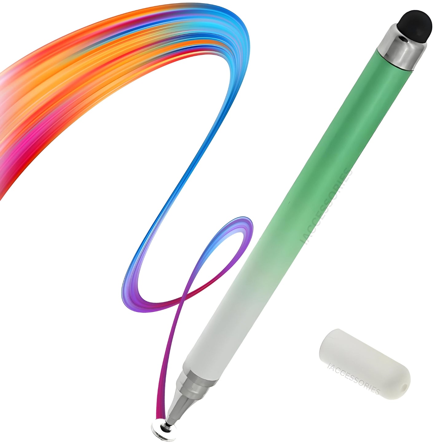 iAccessories 2-Way Dual Sided Silicon Tip Stylus Pen Compatible with All Touch Screen Devices Tablets iPad iPhone Android Mobile Phones - Gradient Green - iAccessories