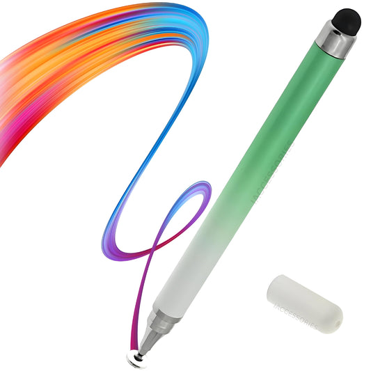 iAccessories 2-Way Dual Sided Silicon Tip Stylus Pen Compatible with All Touch Screen Devices Tablets iPad iPhone Android Mobile Phones - Gradient Green - iAccessories