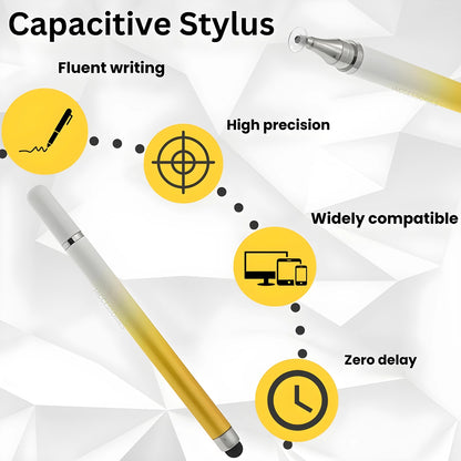 iAccessories 2-Way Dual-Sided Stylus Pen for All Touch Screen Devices Android Mobile Phones Tablets Pads Smartphones - Yellow Gradient - iAccessories
