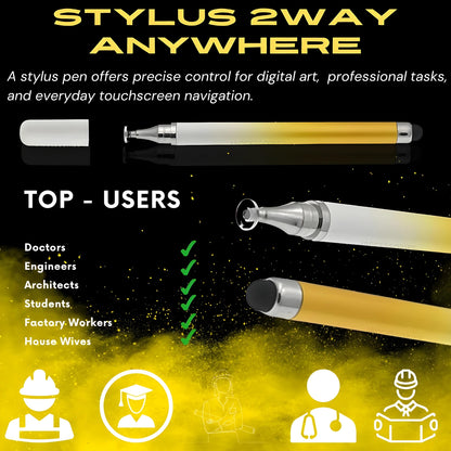 iAccessories 2-Way Dual-Sided Stylus Pen for All Touch Screen Devices Android Mobile Phones Tablets Pads Smartphones - Yellow Gradient - iAccessories
