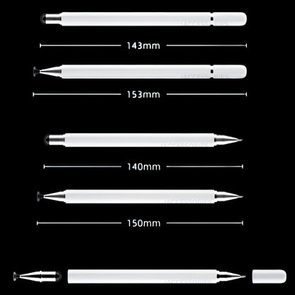 iAccessories 3-in-1 Stylus Pen - Fine Point Silicon Disc Tip, Round Tip, Ballpoint Pen - White - iAccessories