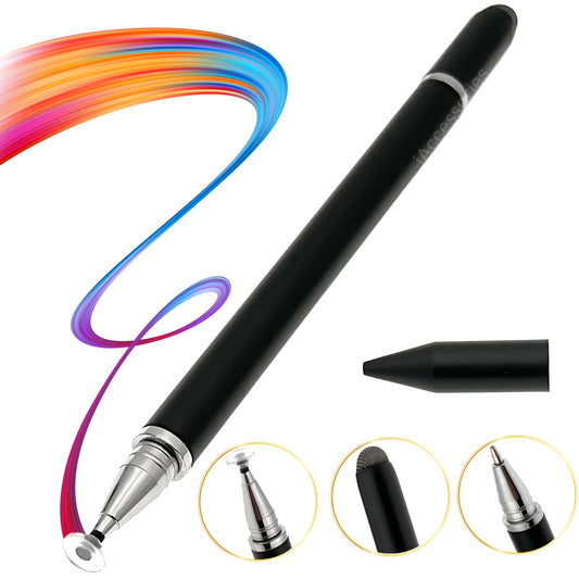 iAccessories 3 in 1 Stylus with Ballpoint Pen for iPhone, iPad, Android - Black - iAccessories