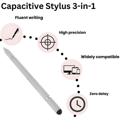 iAccessories 3 in 1 Stylus with Ballpoint Pen for iPhone, iPad, Android - White - iAccessories