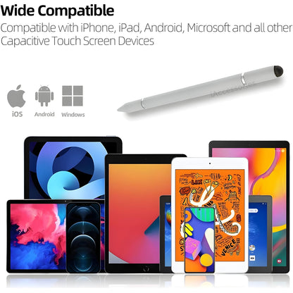 iAccessories 3 in 1 Stylus with Ballpoint Pen for iPhone, iPad, Android - White - iAccessories