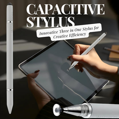 iAccessories 3 in 1 Stylus with Ballpoint Pen for iPhone, iPad, Android - White - iAccessories