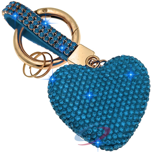 iAccessories Elegant Bling Crystal Heart Keychain Charm - Blue - iAccessories