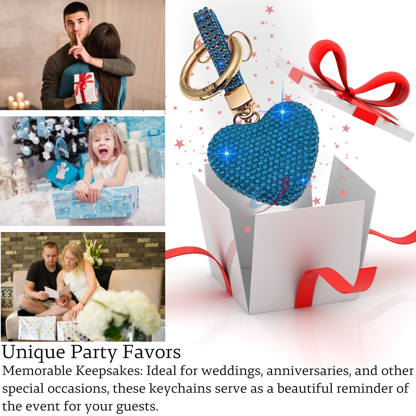 iAccessories Elegant Bling Crystal Heart Keychain Charm - Blue - iAccessories