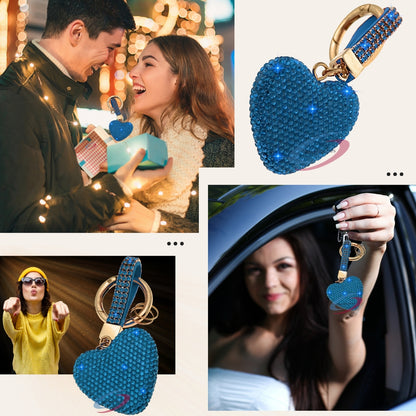 iAccessories Elegant Bling Crystal Heart Keychain Charm - Blue - iAccessories