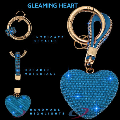 iAccessories Elegant Bling Crystal Heart Keychain Charm - Blue - iAccessories